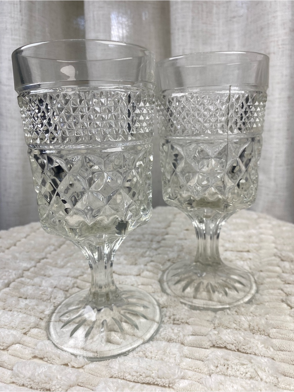 Vintage Anchor Hocking Wexford Clear Pressed Glass 6.5” Water Goblets Set of 2